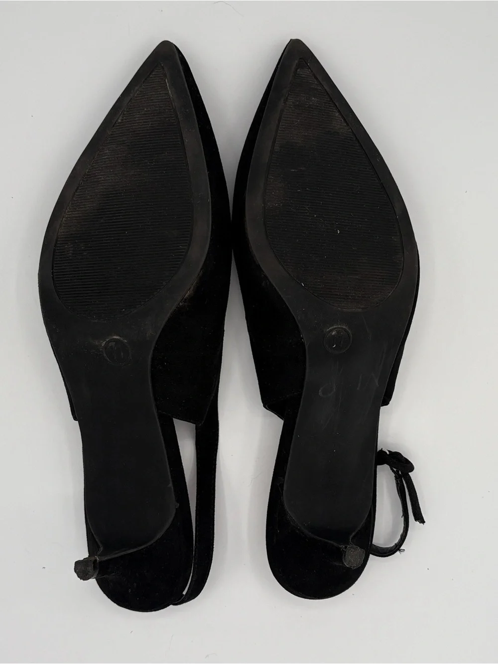 a new day Black Pointed Toe Slingback Kitten Heel - Suede Look